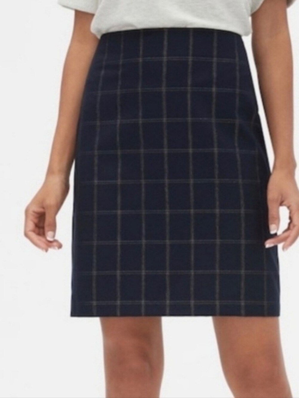 Banana Republic Navy Plaid Pencil Skirt